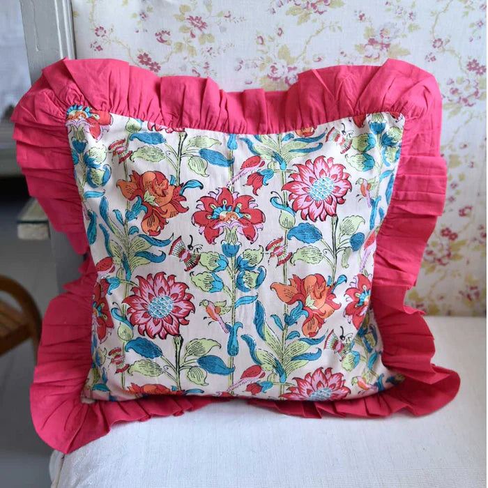 Floral Garden Print Square Cushion