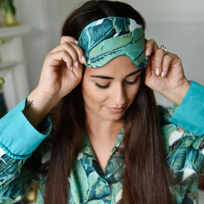 Green Leaf Print Eye Mask