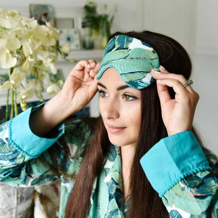 Green Leaf Print Eye Mask