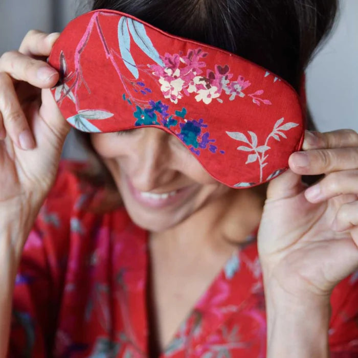 Red Exotic Bird Print Eye Mask