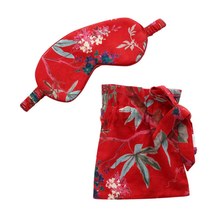 Red Exotic Bird Print Eye Mask