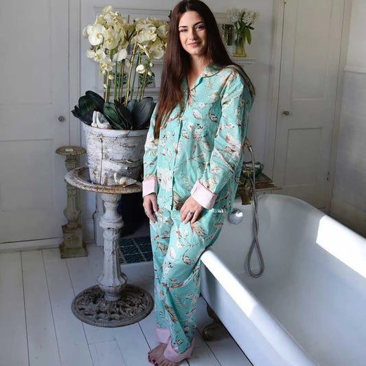 Mint Blossom Print Ladies Pyjamas