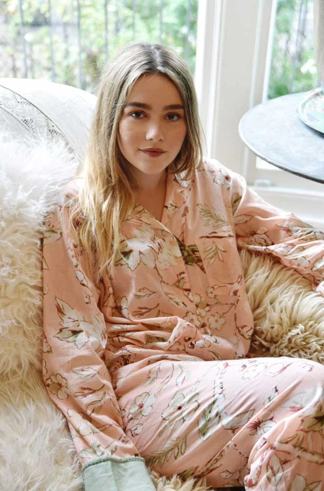 Peach Blossom Print Ladies Pyjamas